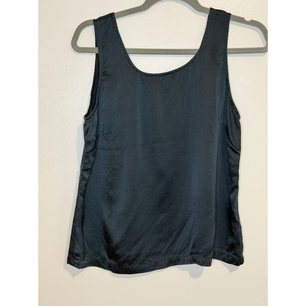 Neiman Marcus Vintage Black 100% Silk Tank Top Scoop Neck Blouse Medium